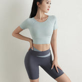 Athletisches kurzärmliges Damen-Sport- und Yoga-Crop-Top